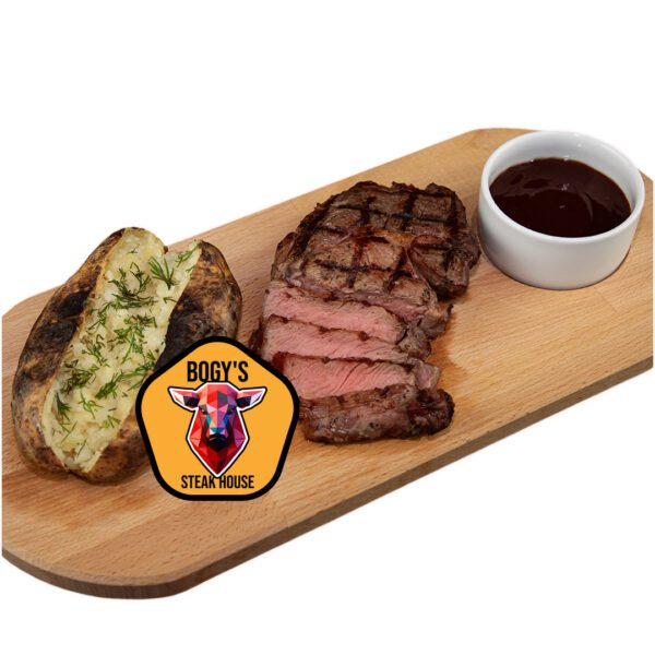 Bogy's Ribeye Steak – Μονό γεύμα (300g, Jacket Potato, Sauce)