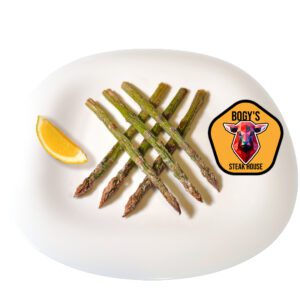 Delicate Asparagus with a Wedge of Lemon